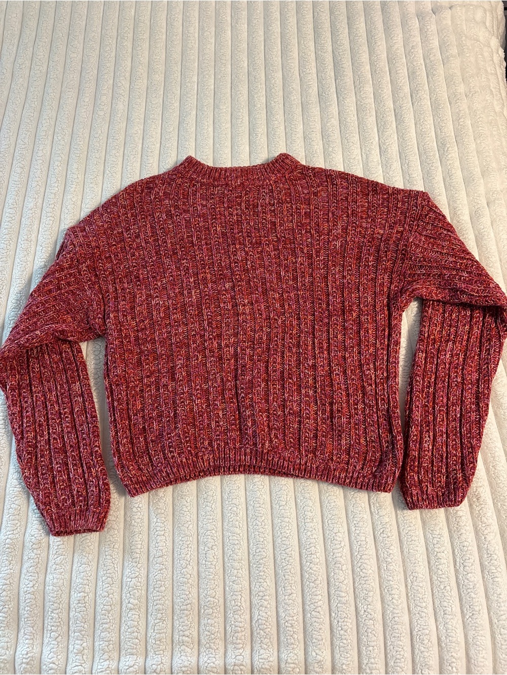 Universal Thread Marled Chunky knit Crew neck Sweater Womens small red fall cozy